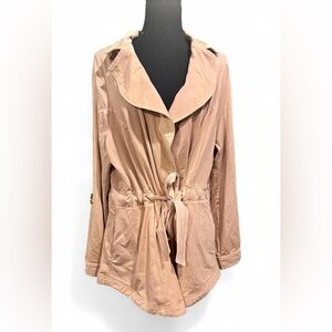 Masseys NWT Light Orange Tie-Waist Trench Coat Spring Jacket Size 1X